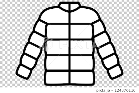 Down jacket, simple line icon of clothing (black and white) Down jacket, simple line icon of clothing (black and white) 124370110