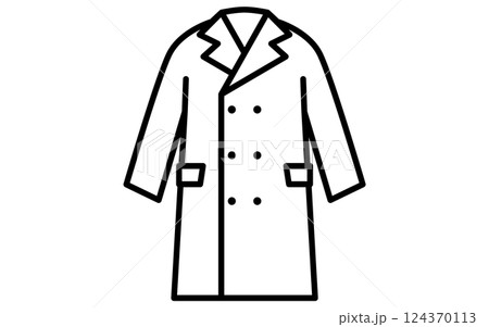 チェスターコート、服のシンプルな線画アイコン（白黒） 124370113