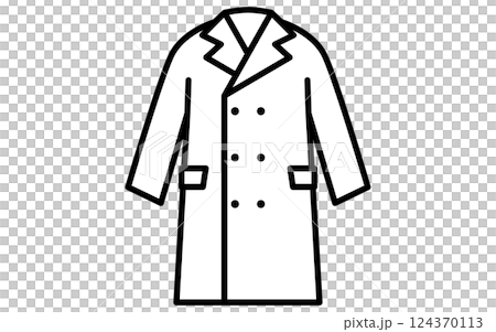チェスターコート、服のシンプルな線画アイコン（白黒） 124370113