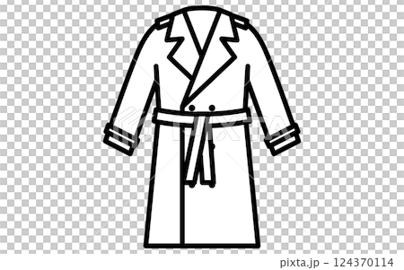 風衣,服裝的簡單線條圖示(黑白) 風衣,服裝的簡單線條圖示(黑白) 124370114