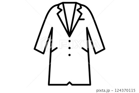 白衣、服のシンプルな線画アイコン（白黒） 124370115