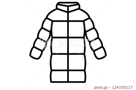 ダウンコート、服のシンプルな線画アイコン（白黒） 124370117