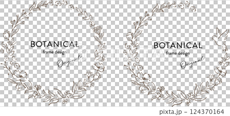 Natural floral hand-drawn illustration frame 124370164
