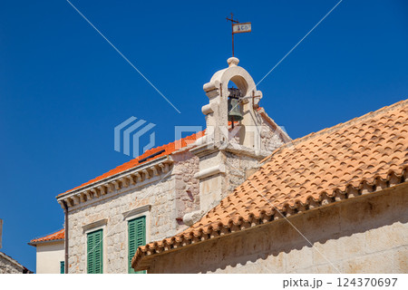 Jelsa old town on the Adriatic island of Hvar in the county of Split-Dalmatia in Croatia 124370697