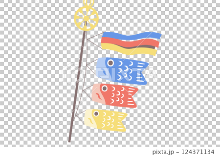 可愛鯉魚旗向量圖 124371134