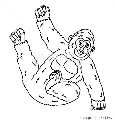 Gorilla Animal Hanging Isolated Coloring Page  124371165