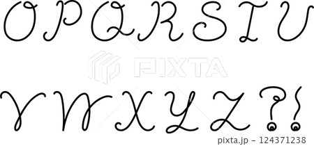 ペン字風の一筆書き風のアルファベット（O〜Z） 124371238