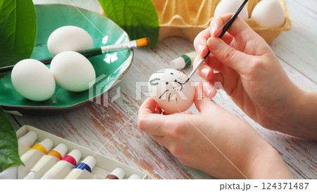 Easter egg rabbit face 124371487