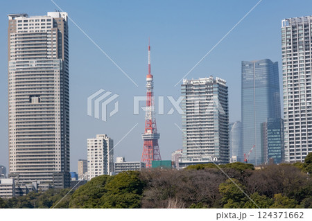 東京タワーと高層ビルの風景 124371662