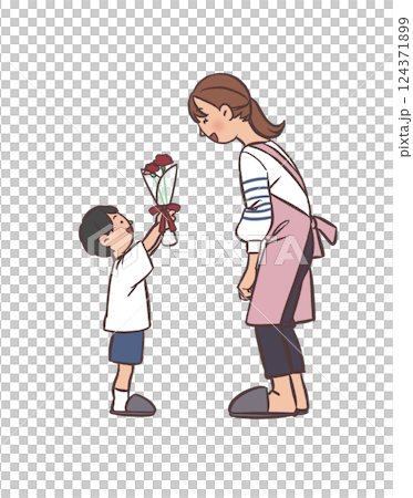 母親節送康乃馨的孩子 母親節送康乃馨的孩子 124371899