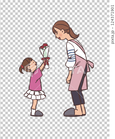 康乃馨的一個女孩在母親節 康乃馨的一個女孩在母親節 124371901
