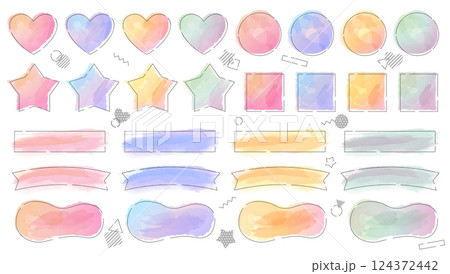 水彩風のかわいいフレームセット 水彩風のかわいいフレームセット 124372442