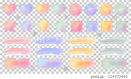 水彩風のかわいいフレームセット 水彩風のかわいいフレームセット 124372442