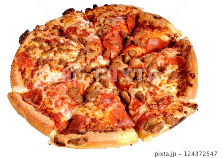 Sausage and Pepperoni Pizza 124372547