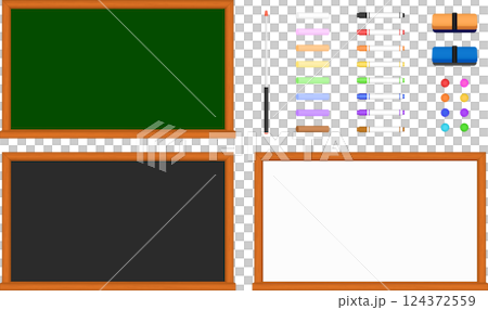 Blackboard_Whiteboard_Stationery_Illustration set 124372559