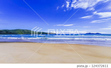 Praia Lopes Mendes beach on tropical island Ilha Grande Brazil. Praia Lopes Mendes beach on tropical island Ilha Grande Brazil. 124372611