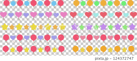 Colorful line illustration set of various balloons 124372747