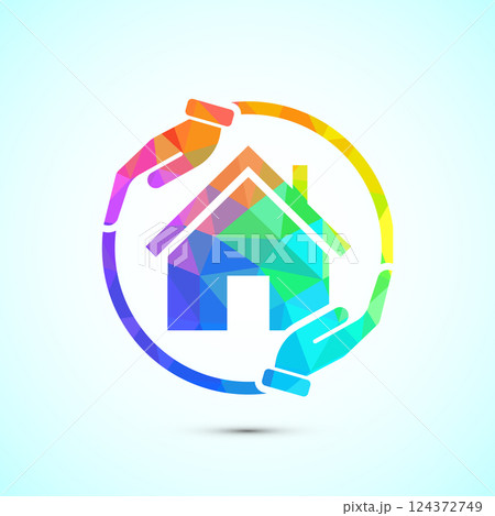 Home care icon design illustration, House care logo icon low poly style 124372749