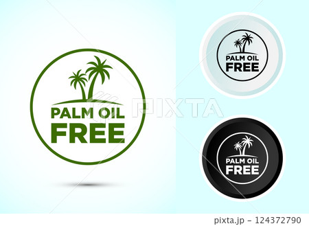 Palm oil free icon design illustration, No palm oil sign, healthy organic food, Color black and white Palm oil free icon design illustration, No palm oil sign, healthy organic food, Color black and white 124372790
