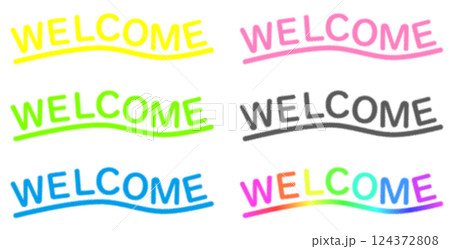 英語でwelcomeと書いて歓迎するカラフルな文字 124372808