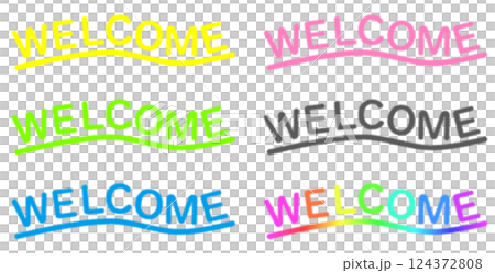 英語でwelcomeと書いて歓迎するカラフルな文字 124372808