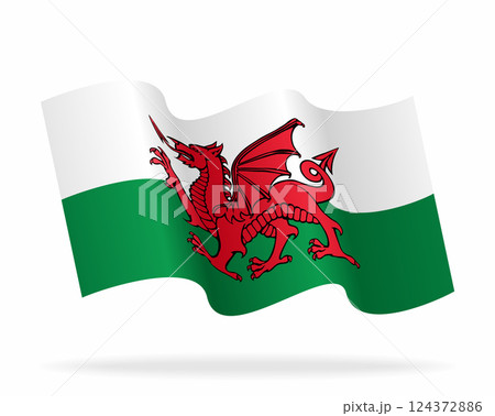 Welsh flag wavy background layout. Vector illustration. Welsh flag wavy background layout. Vector illustration. 124372886