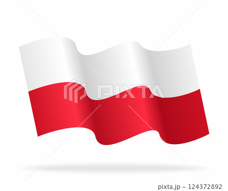 Polish flag wavy background layout. Vector illustration. 124372892