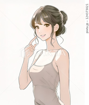 若い女性のビューティーイラスト素材 124373021