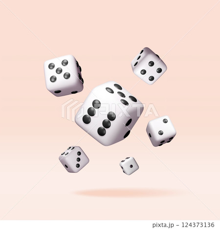 3D set of dice white playing cube isolated 124373136