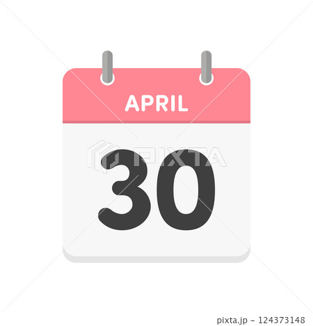 4月30日･APRIL 30th の日めくりカレンダーのアイコン - 4/30の日付入りの英語の暦 124373148