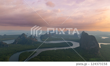 Aerial View of Heart shape island 124373158