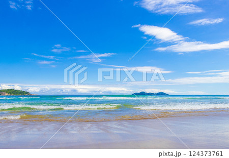 Praia Lopes Mendes beach on tropical island Ilha Grande Brazil. Praia Lopes Mendes beach on tropical island Ilha Grande Brazil. 124373761