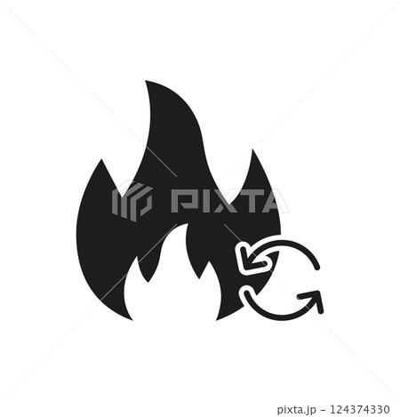 Fire with Circular Arrows Solid Icon. Metabolism, Energy Burning, and Caloric Consumption Symbol Silhouette Symbol. Isolated Vector Illustration Fire with Circular Arrows Solid Icon. Metabolism, Energy Burning, and Caloric Consumption Symbol Silhouette Symbol. Isolated Vector Illustration 124374330