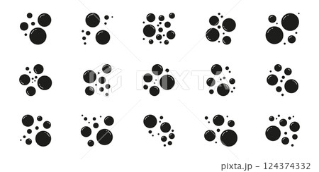 Soap Bubbles Solid Icon. Cluster Of Various Sized Floating Air Bubbles With Reflective Surface Silhouette Symbol. Isolated Vector Illustration 124374332