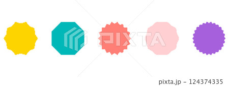 Colorful Geometric Shapes Pixelated Icon Set. Pixel Art Symbol Collection Of Colorful Geometric Shapes In Various Designs. Isolated Vector Illustration 124374335