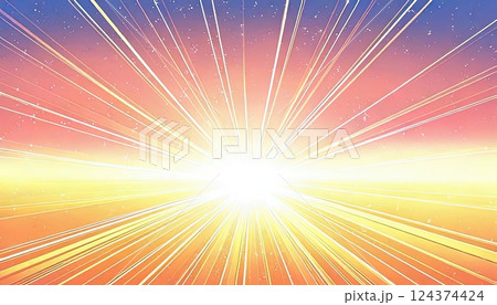 《AI画像》放射状にキラキラ広がる光の背景素材 124374424