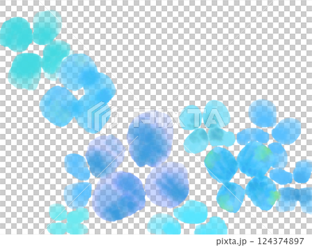 水彩で描いた青い花のフレームイラスト 124374897