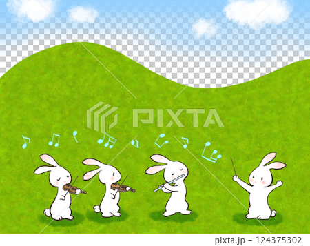 ウサギたちの合奏 124375302