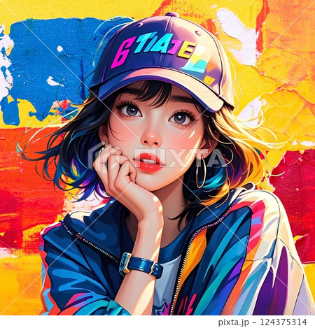 カラフルなファッションの女性 カラフルなファッションの女性 124375314
