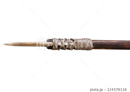 Arrowhead made of bone on arrow. Arrowhead made of bone on arrow. 124376116