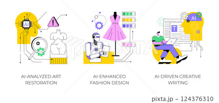 Art and Creativity with AI tools abstract concept vector illustrations. 124376310