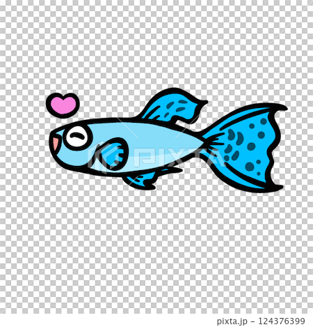 Simple illustration of a happy guppy 124376399