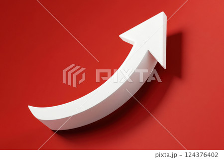 white arrow on red background 124376402
