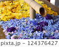 手水舎に浮かぶ花手水 124376427