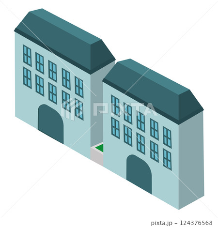 Colored isometric building icon Vector 124376568
