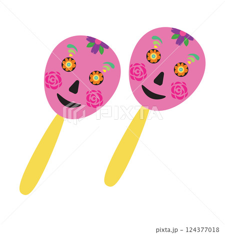 Maracas, musical instrument. Vector illustration isolated on white background. 124377018