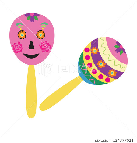 Maracas, musical instrument. Vector illustration isolated on white background. 124377021