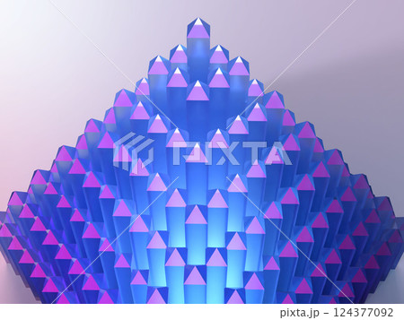 クリスタルガラスで構成されたピラミッドの3Dイラスト クリスタルガラスで構成されたピラミッドの3Dイラスト 124377092