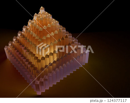 クリスタルガラスで構成されたピラミッドの3Dイラスト クリスタルガラスで構成されたピラミッドの3Dイラスト 124377117