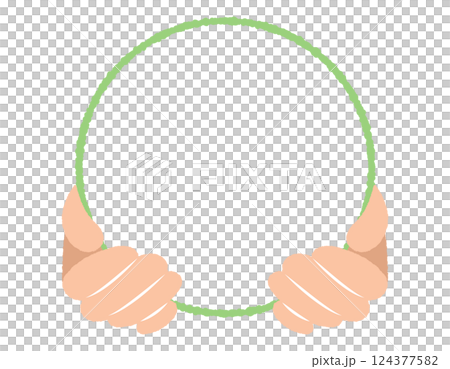 Simple hand and round speech bubble Simple hand and round speech bubble 124377582